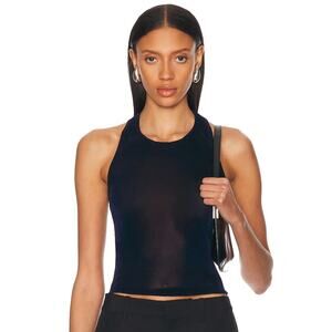 PRISCAVera | NWT Racerback Tank Top in Navy Sheer Velvet XS